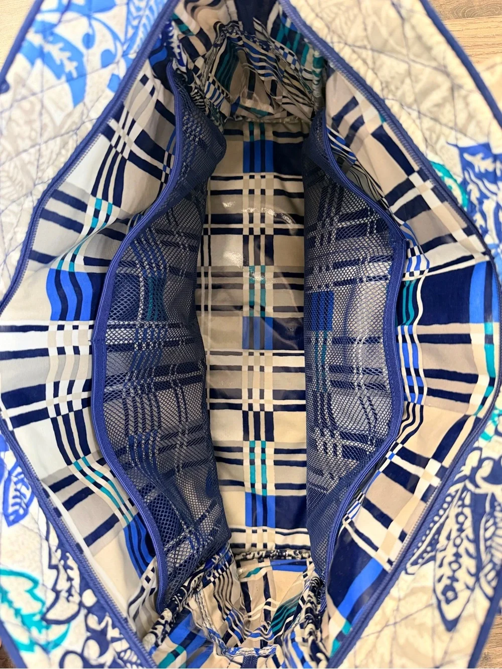 Vera Bradley Retired Santiago Quilted Diaper Bag Baby Blue Floral Changing Pad